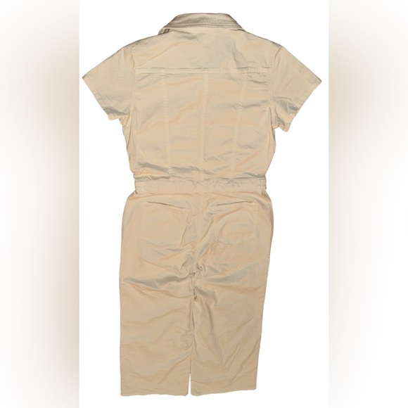 Good American Fit For Success Twill Palazzo Crop Jumpsuit in Ecru, Size: Large - Picture 11 of 14